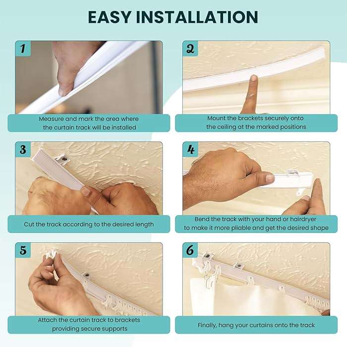 UrbanRed Flexible Bendable Ceiling Curtain Track, 16.4 ft (5 m), Mount for Rail with Curtain Tracks System, Room Divider, Curtains Rod, RV Ceiling Track for Curtains, White - Image 3