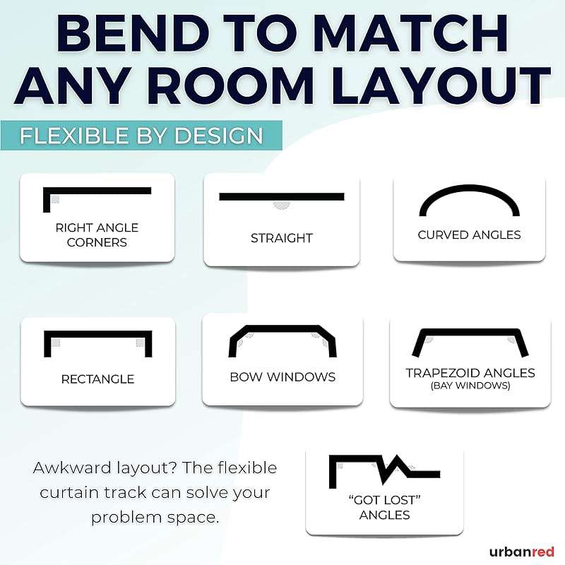 UrbanRed Flexible Bendable Ceiling Curtain Track, 16.4 ft (5 m), Mount for Rail with Curtain Tracks System, Room Divider, Curtains Rod, RV Ceiling Track for Curtains, White - Image 4