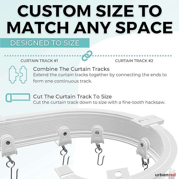 UrbanRed Flexible Bendable Ceiling Curtain Track, 16.4 ft (5 m), Mount for Rail with Curtain Tracks System, Room Divider, Curtains Rod, RV Ceiling Track for Curtains, White - Image 5