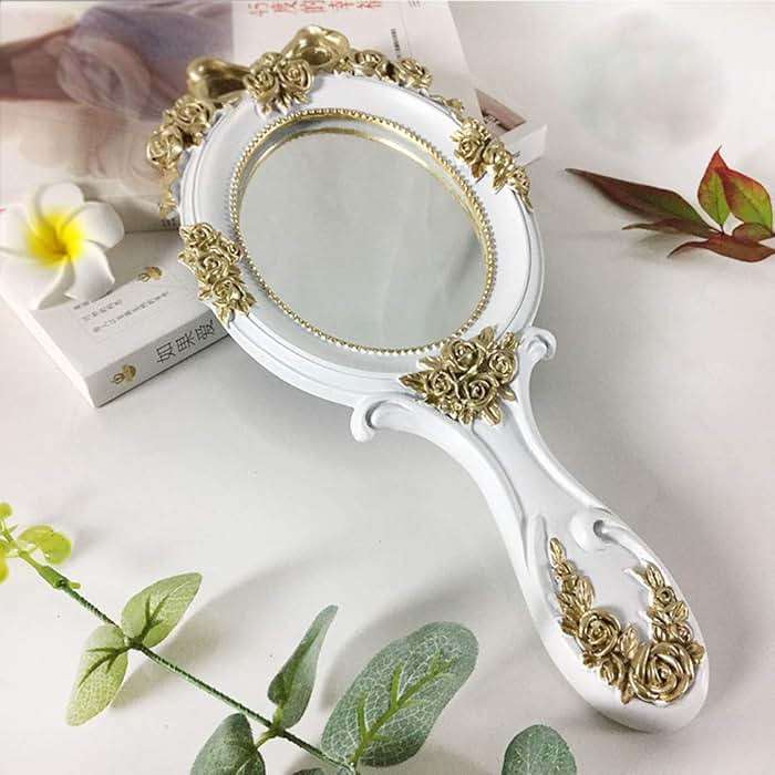 KABAKE Vintage Hand Held Mirror, Vanity Rose Gold Makeup Mirror, Compact Travel Handheld Mirros, Gift for Mom, Wife, Girl Friend - Image 2