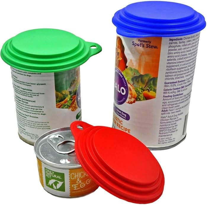 Keep Your Dog and Cat Food Fresh - Pet Food Can Cover Lids - Made in USA, Sold by Vets - Fits Small, Medium and Large Cans - BPA-Free - Product Image
