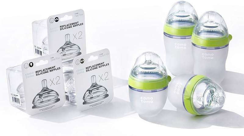 Comotomo Baby Bottle Bundle, Green, (7 Piece Set) - Image 3
