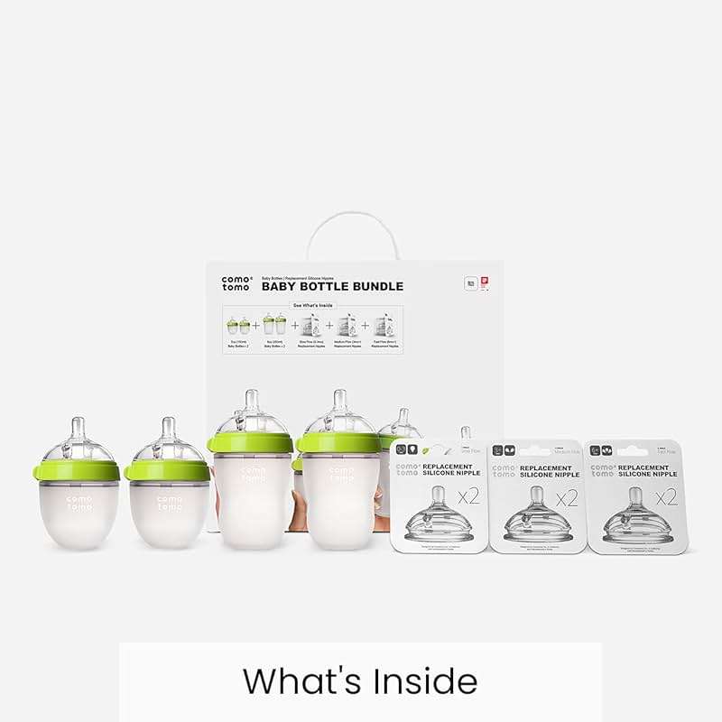 Comotomo Baby Bottle Bundle, Green, (7 Piece Set) - Image 5