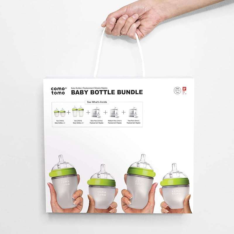 Comotomo Baby Bottle Bundle, Green, (7 Piece Set) - Image 6