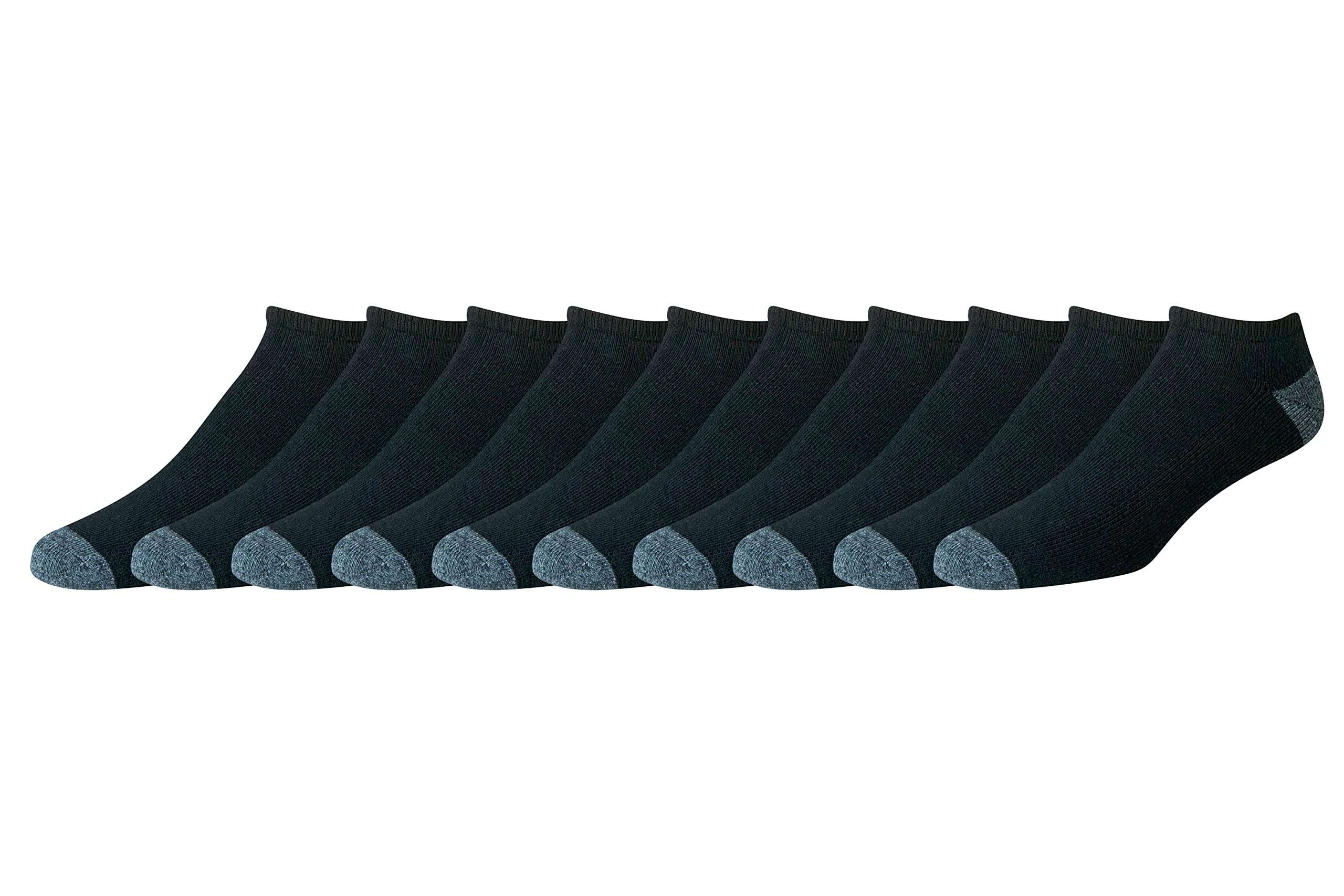 Amazon Essentials Men's 10-Pack Cotton Half Cushioned No-Show Socks Sockshosiery, Black, 10-13 - Image 1