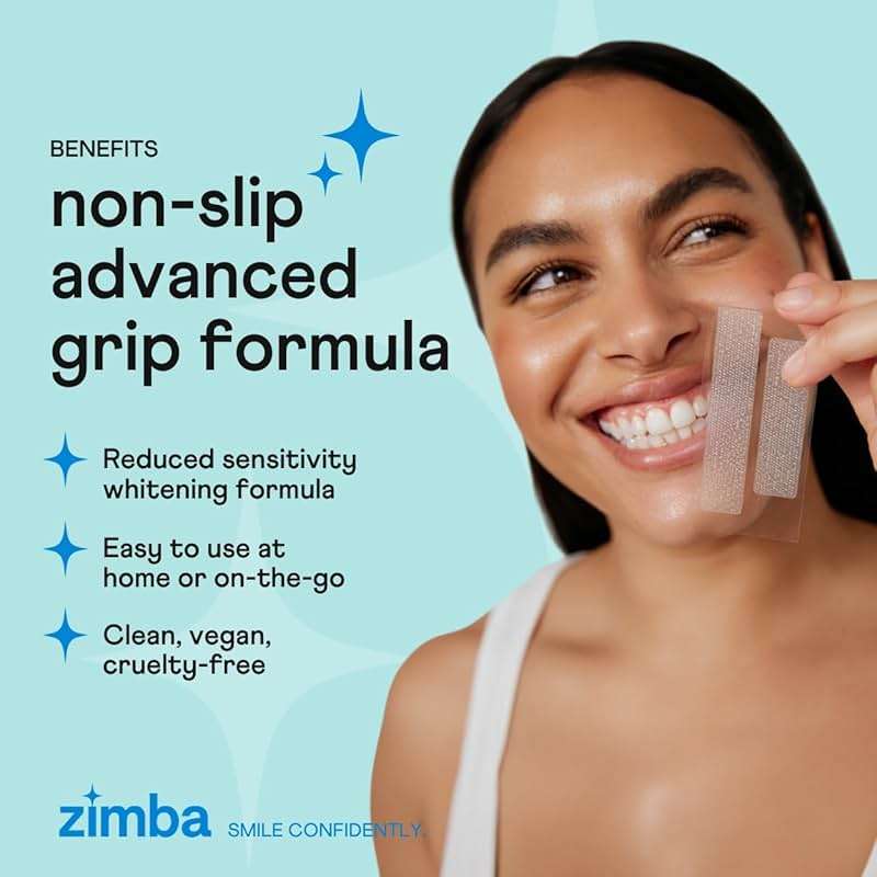 Zimba Teeth Whitening Strips Vegan Whitening Strip Enamel Safe Teeth Whitening Hydrogen Peroxide Teeth Whitener for Coffee, Wine, Tobacco, and Other Stains, 28 Strips (14 Day Treatment), Mint - Image 4