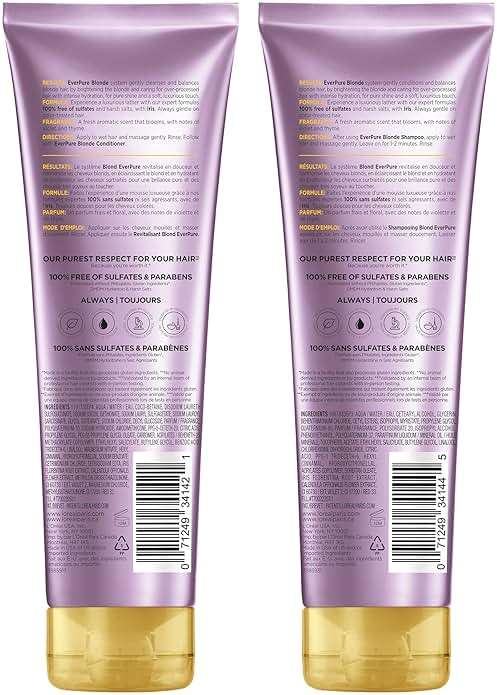 L'Oreal Paris Blonde Sulfate Free Shampoo and Conditioner for Color-Treated Hair, Neutralizes Brass + Balances, EverPure, 8.5 Fl Oz, Set of 2 - Image 8