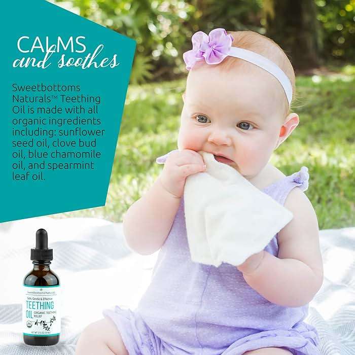 Certified Organic Teething Oil - Ease Teething Discomfort & Sore Gums Quickly & Effectively - Natural Vegan Botanical Ingredients - 2 oz Bottle with Glass Dropper - Baby Teething Relief - Image 6