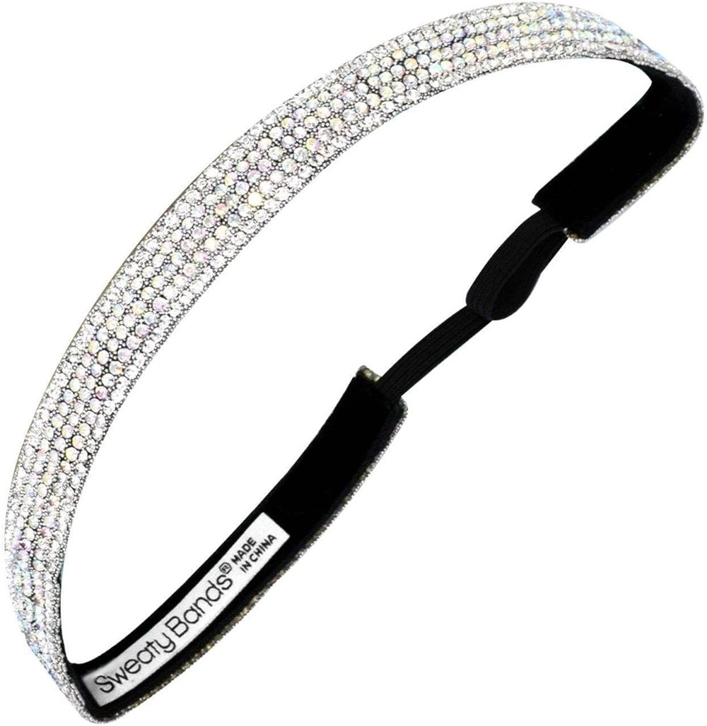 Sweaty Bands Womens Girls Headband - Non-Slip, Velvet-Lined Sparkly Hairband - Bling It Princess Tiara Iridescent 5/8-Inch - Product Image