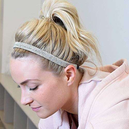 Sweaty Bands Womens Girls Headband - Non-Slip, Velvet-Lined Sparkly Hairband - Bling It Princess Tiara Iridescent 5/8-Inch - Image 2