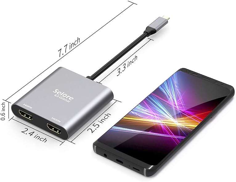Selore&S-Global USB C to Dual HDMI Adapter 4K @60hz, Type C to HDMI Converter for MacBook Pro Air 2020/2019/2018,LenovoYoga 920/Thinkpad T480,Dell XPS 13/15/17,etc - Image 8