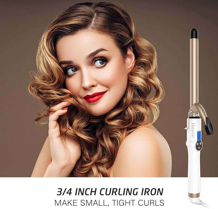 3/4 Inch Curling Iron Professional, Ceramic Tourmaline Curl Wand Barrel, Hair Curler Iron for Short Hair,Glove Include, Glove Include, Gold - Image 2