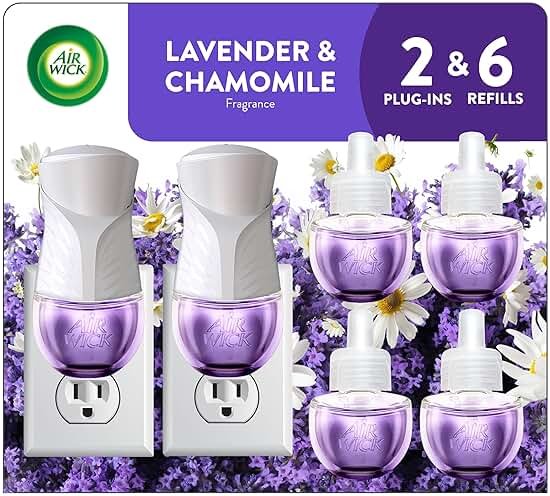 Air Wick Plug in Scented Oil Starter Kit, 2 Warmers + 6 Refills, Lavender & Chamomile, Eco Friendly, Essential Oils, Air Freshener - Product Image