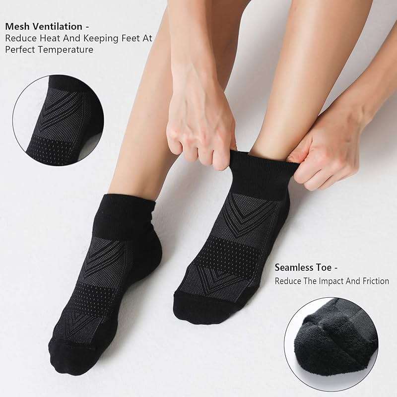CS CELERSPORT 6 Pack Men's Ankle Socks with Cushion, Sport Athletic Running Socks - Image 4