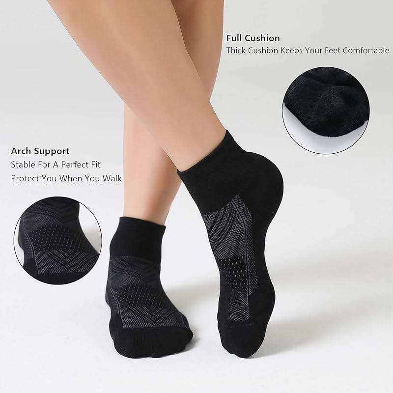 CS CELERSPORT 6 Pack Men's Ankle Socks with Cushion, Sport Athletic Running Socks - Image 5
