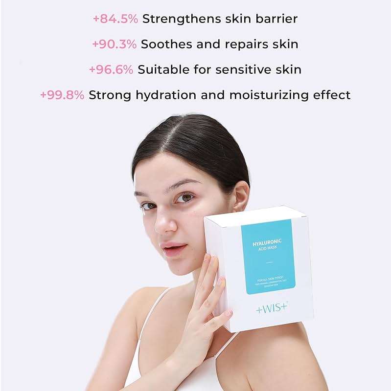 +WIS+ Hyaluronic Acid Face Mask 24 EA with Hyaluronic Acid Serum and Vitamin B5, Facial Mask for Dry Skin, Anti-Aging Mask to Plump and Repair Dehydrated Skin, Safe on Sensitive Skin,gifts for women - Image 10