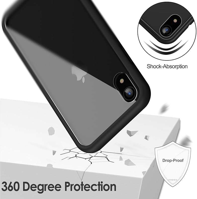 JETech Case for iPhone XR 6.1-Inch with Built-in Anti-Scratch Screen Protector, 360 Degree Full Body Rugged Phone Cover Clear-Back (Black) - Image 4