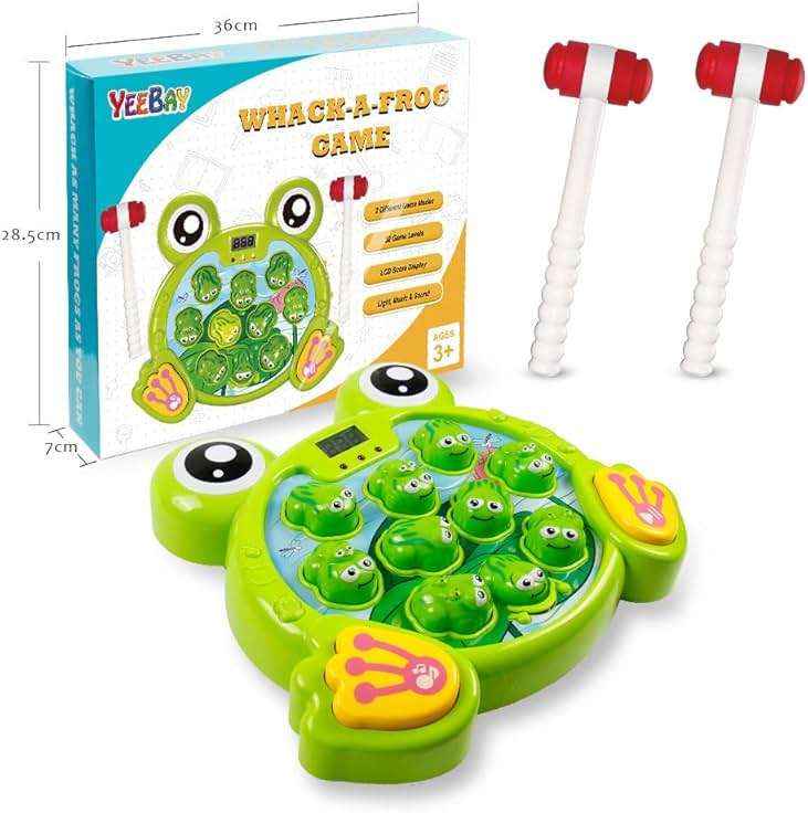 YEEBAY Whack A Frog Game with 2 Hammers, Toddler Early Developmental Learning Toy, Fun Birthday Gift for Kids Age 2+, Toys for 2 3 4 Year Old Boys Grils - Image 3