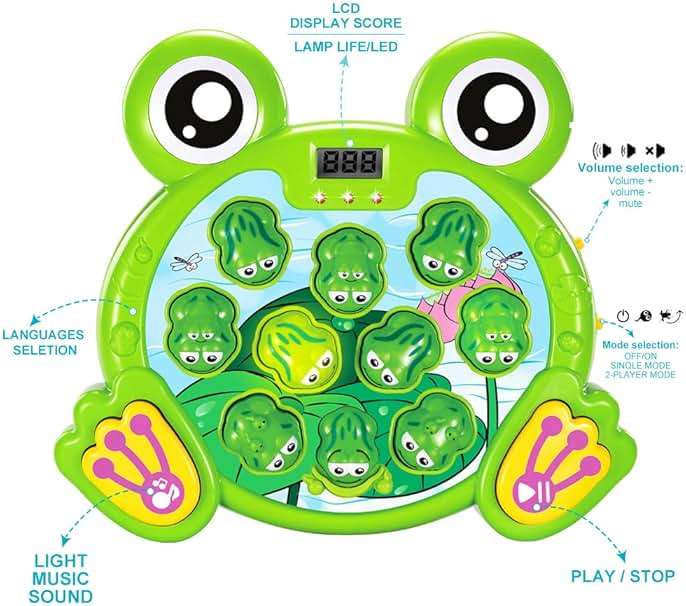 YEEBAY Whack A Frog Game with 2 Hammers, Toddler Early Developmental Learning Toy, Fun Birthday Gift for Kids Age 2+, Toys for 2 3 4 Year Old Boys Grils - Image 4