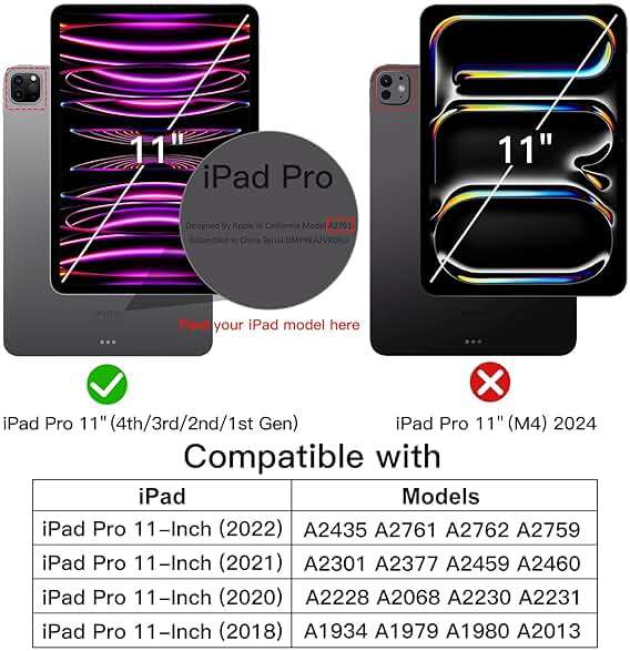 JETech Case for iPad Pro 11-Inch, 2022/2021/2020/2018 Model (4th/3rd/2nd/1st Generation), Compatible with Pencil, Cover Auto Wake/Sleep (Deep Navy) - Image 2