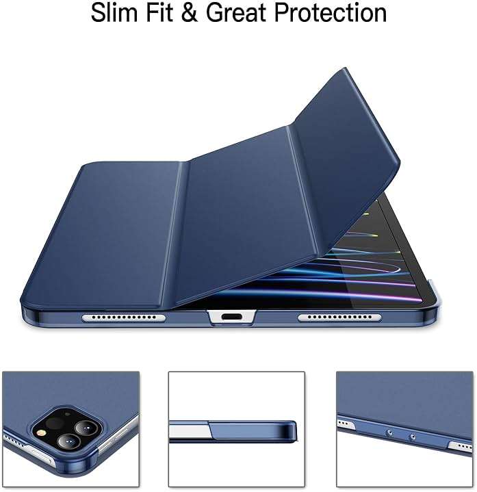 JETech Case for iPad Pro 11-Inch, 2022/2021/2020/2018 Model (4th/3rd/2nd/1st Generation), Compatible with Pencil, Cover Auto Wake/Sleep (Deep Navy) - Image 3