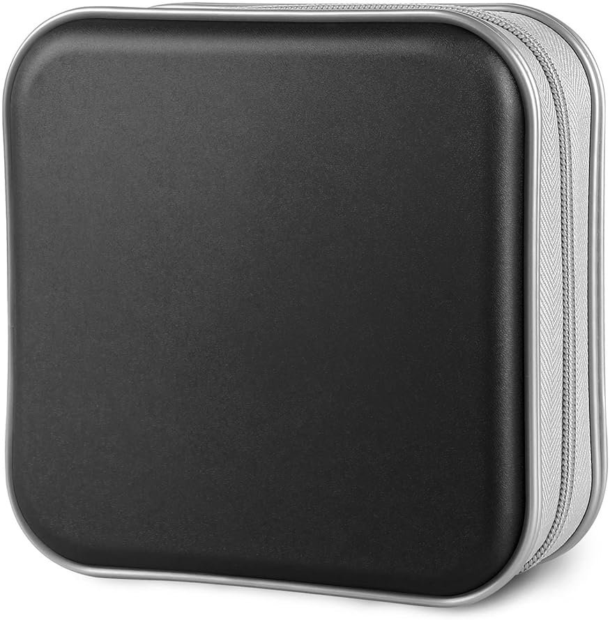 Siveit CD Case, 40 Capacity CD/DVD Case Holders Wallet Hard Plastic DVD Disc Cases Storage Binder for Car Home Office Travel (Black) - Product Image