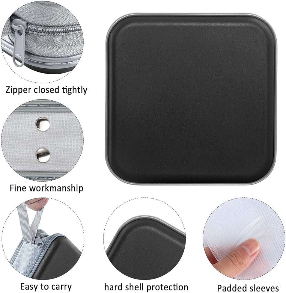 Siveit CD Case, 40 Capacity CD/DVD Case Holders Wallet Hard Plastic DVD Disc Cases Storage Binder for Car Home Office Travel (Black) - Image 2