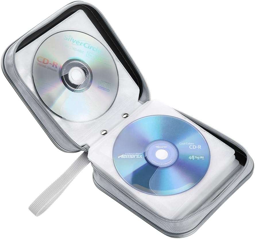 Siveit CD Case, 40 Capacity CD/DVD Case Holders Wallet Hard Plastic DVD Disc Cases Storage Binder for Car Home Office Travel (Black) - Image 5