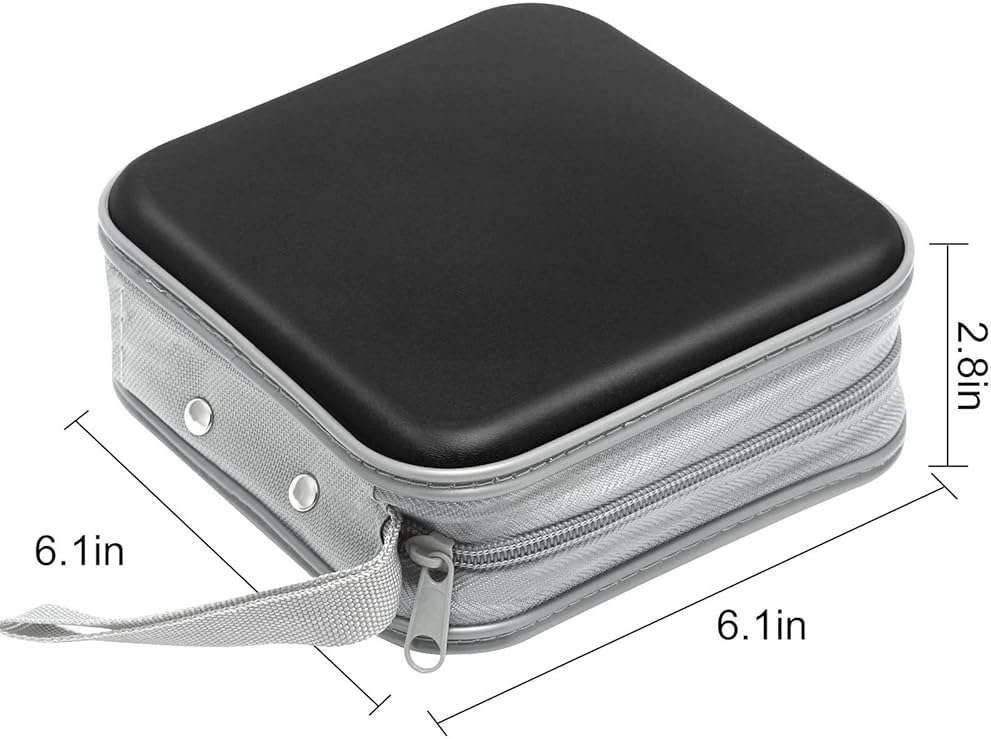 Siveit CD Case, 40 Capacity CD/DVD Case Holders Wallet Hard Plastic DVD Disc Cases Storage Binder for Car Home Office Travel (Black) - Image 6