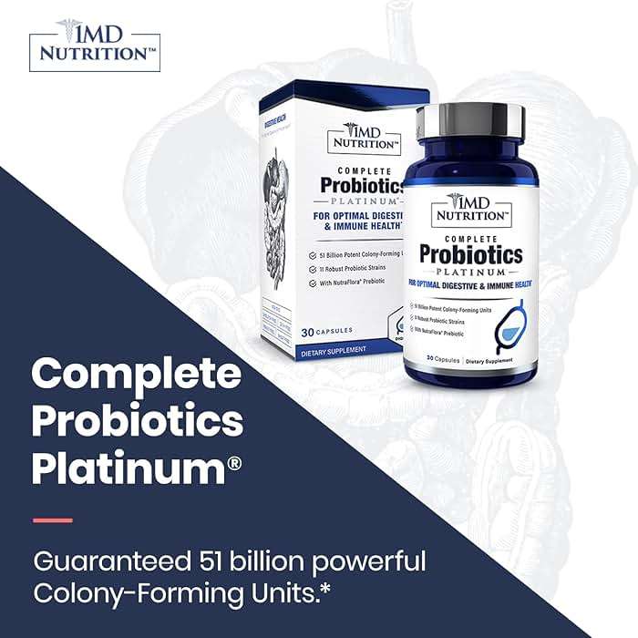 1MD Nutrition Complete Probiotics Platinum - w/Prebiotics and Probiotics for Digestive Health - Probiotic Supplement for Women & Men - More Than 50 Billion Live CFU 11 Strains Dairy-Free - 30 Caps - Image 5