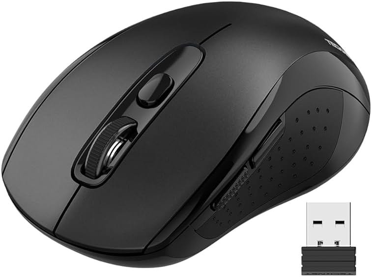 TECKNET Bluetooth Mouse (BT 5.0/3.0+2.4Ghz), 6-Level 4000 DPI Wireless Mice for Laptop, 2-in-1 Ergonomic Computer Portable PC Mouse, Silent Mouse with USB Receiver for Windows/Mac/PC/Notebook - Product Image