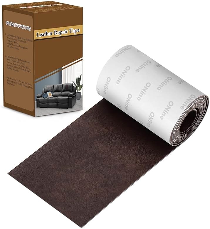ONine Leather Repair Patch,Leather Repair Tape, 3 x 60 inches Leather Repair Patch for Furniture,Vinyl Repair Kit,Leather Couch Patch,for Sofas, Furniture, Car Seats, Office Chairs(Dark Brown) - Product Image