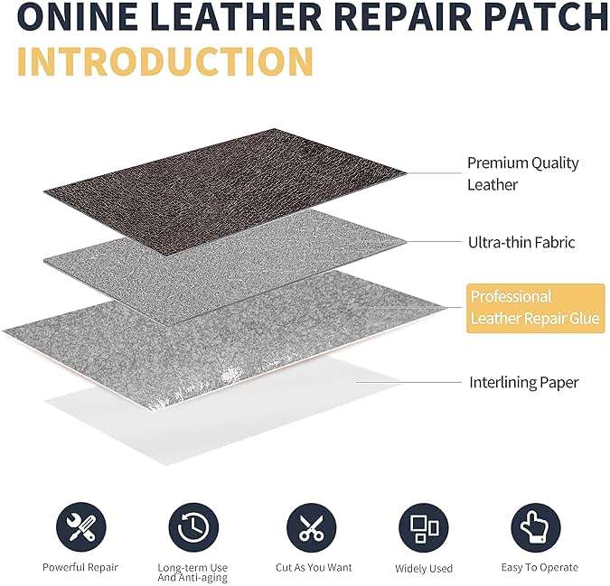 ONine Leather Repair Patch,Leather Repair Tape, 3 x 60 inches Leather Repair Patch for Furniture,Vinyl Repair Kit,Leather Couch Patch,for Sofas, Furniture, Car Seats, Office Chairs(Dark Brown) - Image 3