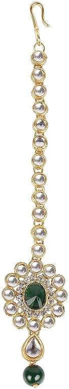 I Jewels Gold Plated Indian Wedding Bollywood Kundan & Stone Studded Maang Tikka for Women - Image 1