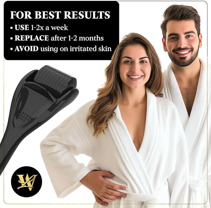 Derma Roller for Beard & Scalp Men - 540 Precision Titanium Microneedle Tool for Beard & Hair - Ergonomic Grip, Titanium Strength - 0.25mm - Image 5