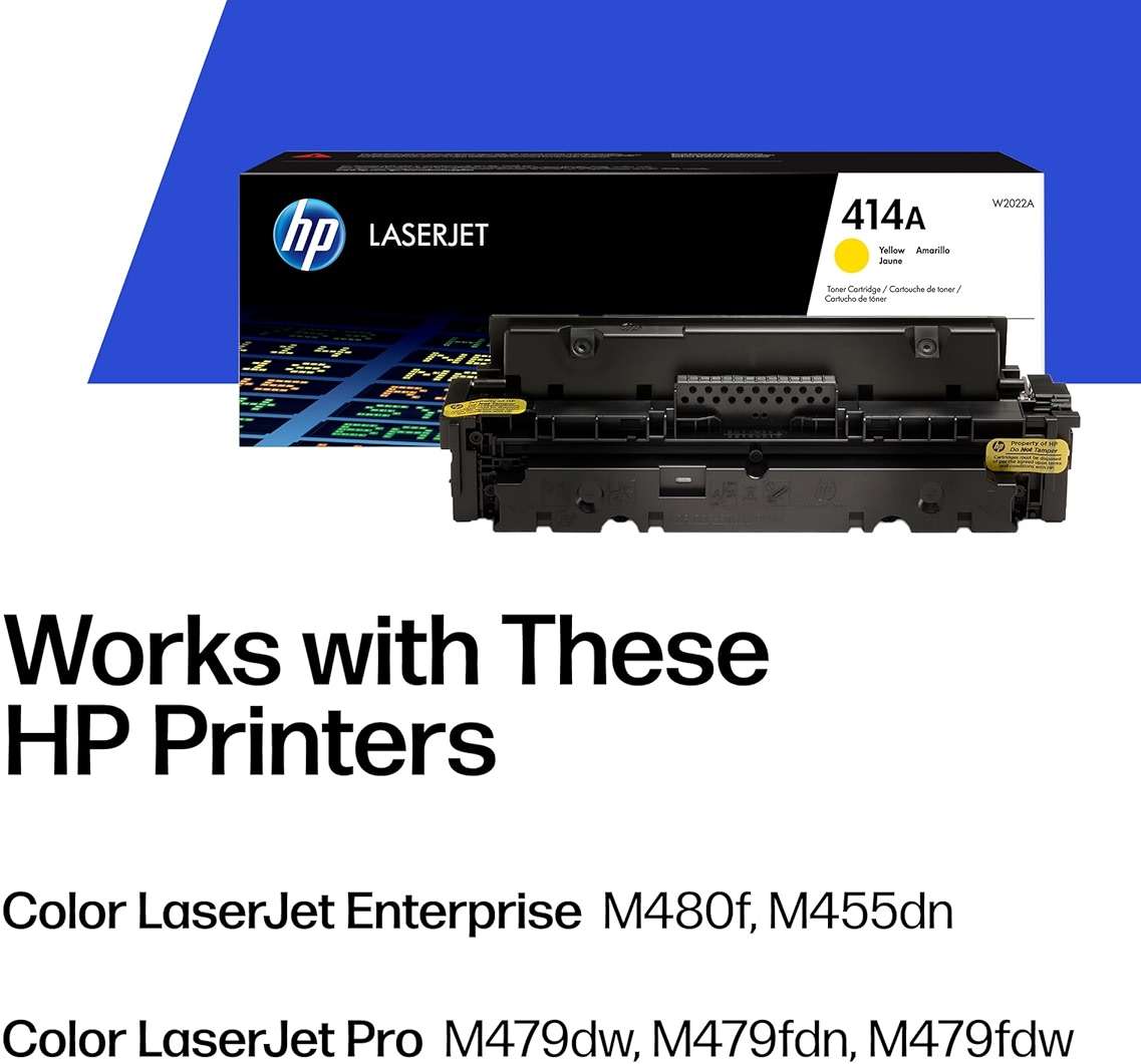 HP 414A Yellow Toner Cartridge | Works with Color LaserJet Enterprise M455dn, MFP M480f, Pro M454, MFP M479 Series | W2022A - Image 2
