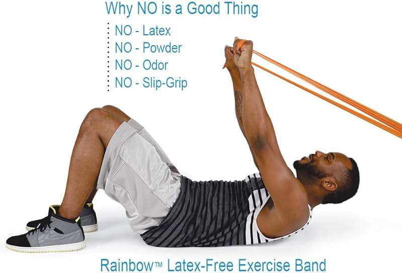 Pack of 5 Latex-Free Norco Rainbow Resistance Bands Set. Multi-Pack Includes Levels 1-5 (Light - Super Heavy). No Powder, No Odor. 5 Ft. Single Lengths Physical Therapy, Gym, Home Exercise Routine. - Image 4