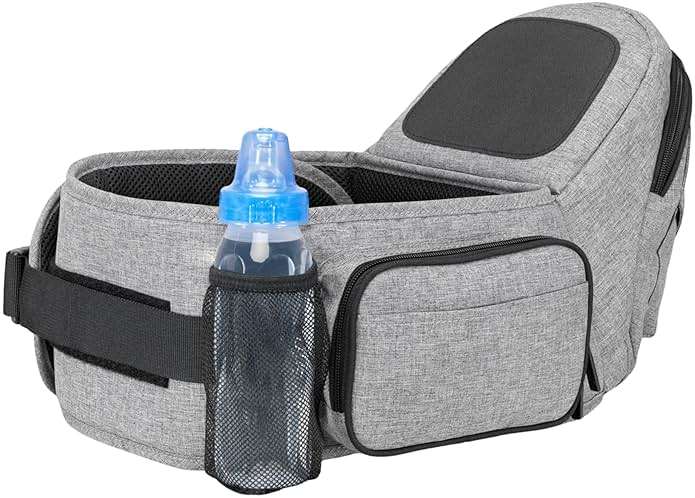 Tushbaby Original Hip Seat Baby Carrier for Babies & Toddlers up to 45 lbs, Safety Certified, Lightweight No-Foam Design with Storage, Grey - Image 7