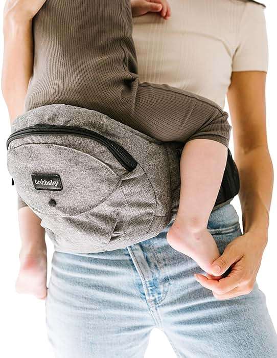 Tushbaby Original Hip Seat Baby Carrier for Babies & Toddlers up to 45 lbs, Safety Certified, Lightweight No-Foam Design with Storage, Grey - Image 8
