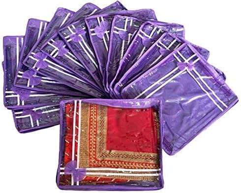 Fashion Bizz Purple Premium Single Saree Cover 12 Pcs Combo - Image 2