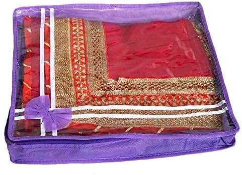 Fashion Bizz Purple Premium Single Saree Cover 12 Pcs Combo - Image 3