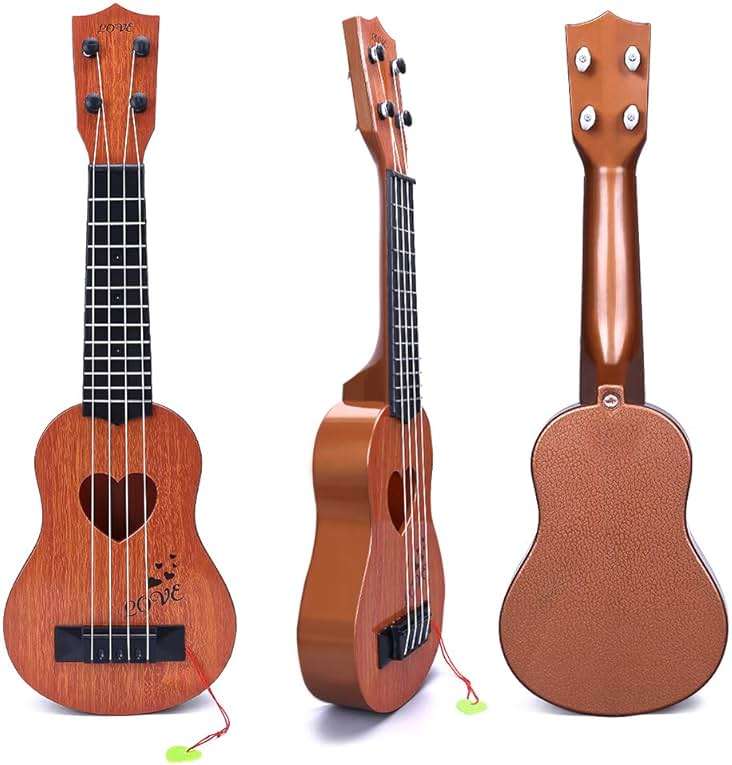 YEZI Classical Ukulele for Kids, Mini Toddler Guitar Toy with Pick, Educational Musical Instrument for Preschool Boys Girls, Early Learning Music Toy for Ages 3 4 5 6+ Years Old, Brown - Image 6