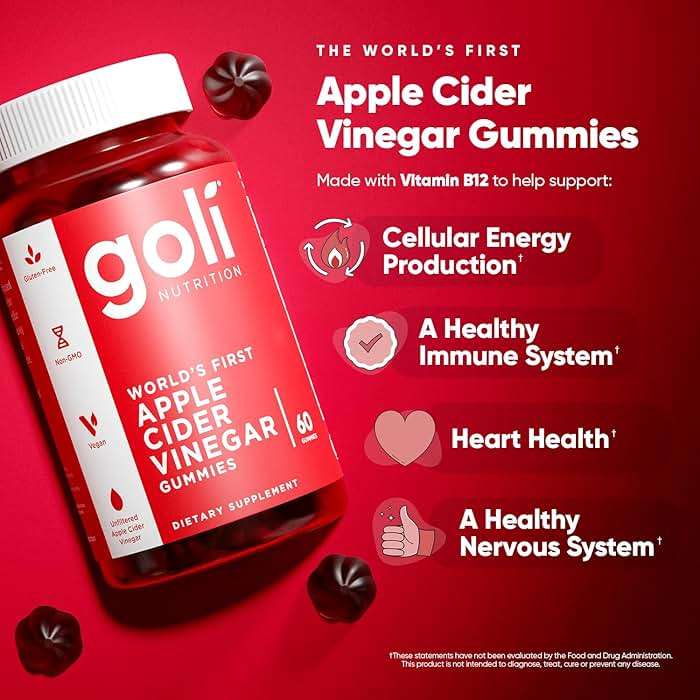 Goli Apple Cider Vinegar Gummies - Worlds First ACV Gummy with Vitamin B12, Beetroot & Pomegranate - Vegan, Non-GMO, Gluten-Free - Image 7
