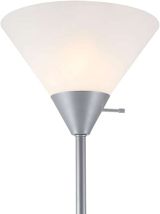 Globe Electric 677150 Elliott 72" Floor Lamp, Silver, White Plastic Shade, On/Off Rotary Switch on Shade, Standing, Living Room Decor, Bedroom, Tall, Corner Light - Image 7