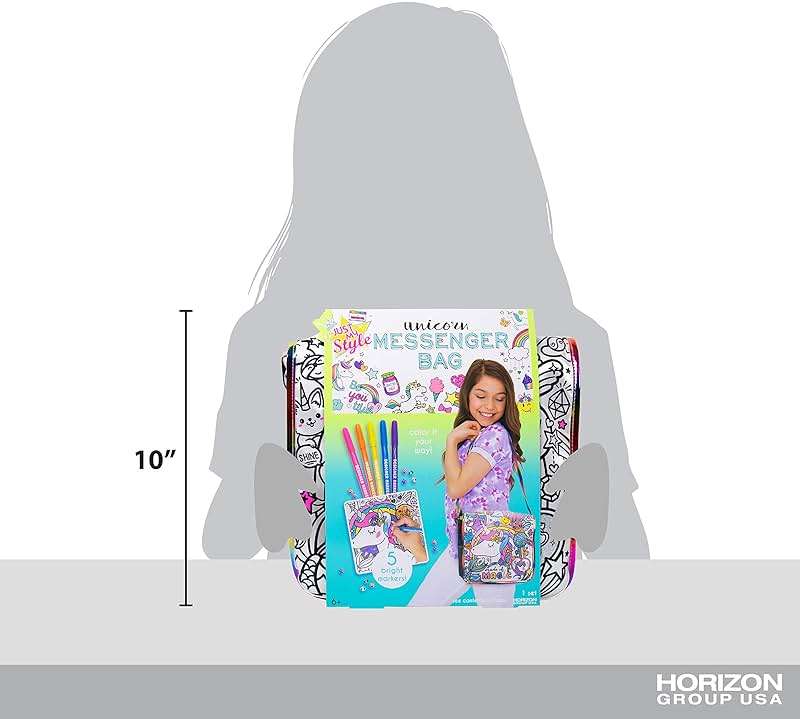 Just My Style Color Your Own Unicorn, Personalized Doodle Messenger Bag with Adjustable Strap, Great for School & Errands, Gift Ideas for Girls, Crafts Activity for Kids Ages 6, 7, 8, 9 - Image 3