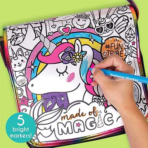 Just My Style Color Your Own Unicorn, Personalized Doodle Messenger Bag with Adjustable Strap, Great for School & Errands, Gift Ideas for Girls, Crafts Activity for Kids Ages 6, 7, 8, 9 - Image 4