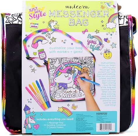 Just My Style Color Your Own Unicorn, Personalized Doodle Messenger Bag with Adjustable Strap, Great for School & Errands, Gift Ideas for Girls, Crafts Activity for Kids Ages 6, 7, 8, 9 - Image 6
