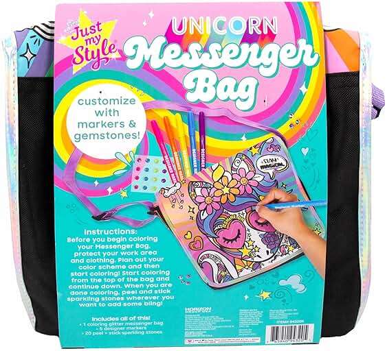 Just My Style Color Your Own Unicorn, Personalized Doodle Messenger Bag with Adjustable Strap, Great for School & Errands, Gift Ideas for Girls, Crafts Activity for Kids Ages 6, 7, 8, 9 - Image 7