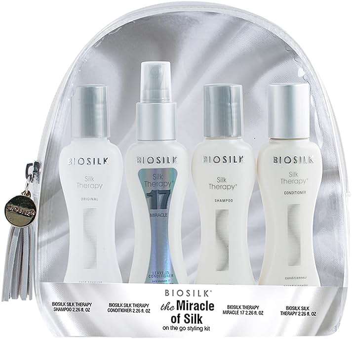Biosilk The Miracle of Silk Kit, Includes Silk Therapy Shampoo, Conditioner, Original Leave-In Treatment, Miracle 17 Leave-In Treatment, 2.26 Oz Each - Image 1