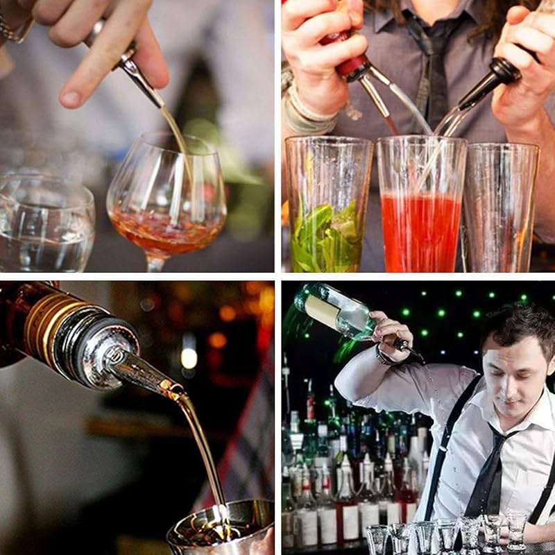BALTRE 6PCS Liquor Bottle Pourers, Stainless Steel Olive Oil Spouts, Bottle Pourers for Alcohol, Olive Oil, With Dust Caps Liquor Pour Spout - Image 6